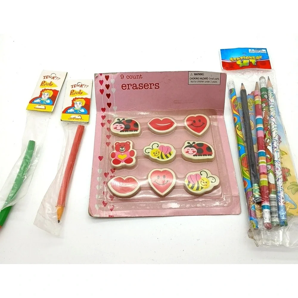 VTG Variety Novelty‎ Erasers Lady Bug 9 Count new trick pencil stationary set